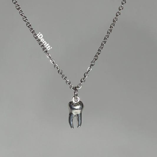 Collar con dije en forma de muela plateado